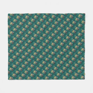 "Trout Fin" Trout Fly tiled wet fly on green Fleece Blanket