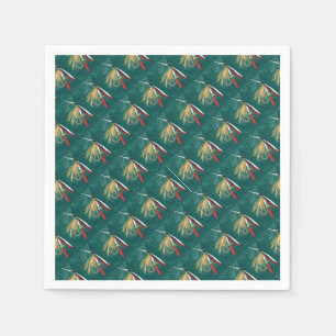 "Trout Fin" Trout Fly tiled wet fly on green Napkin