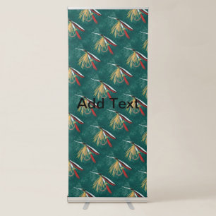 "Trout Fin" Trout Fly tiled wet fly on green Retractable Banner