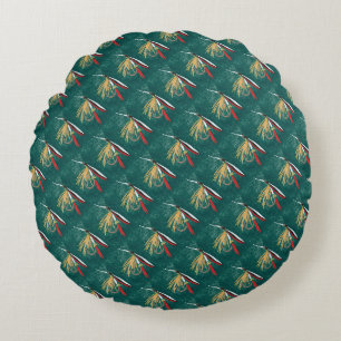 "Trout Fin" Trout Fly tiled wet fly Round Cushion