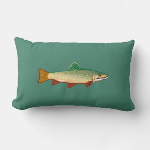 Trout fish art illustration lumbar cushion