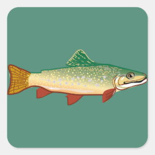 Trout fish art square sticker