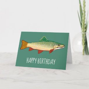 Trout fish birthday art card