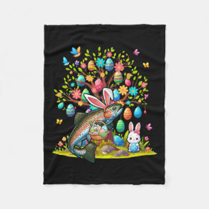 Trout Fish Bunny Easter Eggs Cute Tree Costume Hun Fleece Blanket