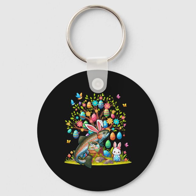 Trout Fish Bunny Easter Eggs Cute Tree Costume Hun Key Ring (Front)