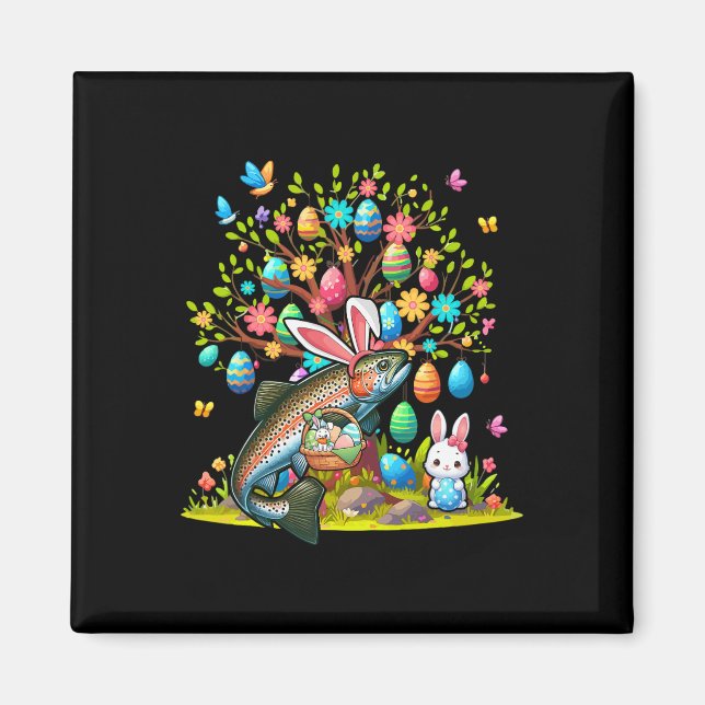 Trout Fish Bunny Easter Eggs Cute Tree Costume Hun Magnet (Front)