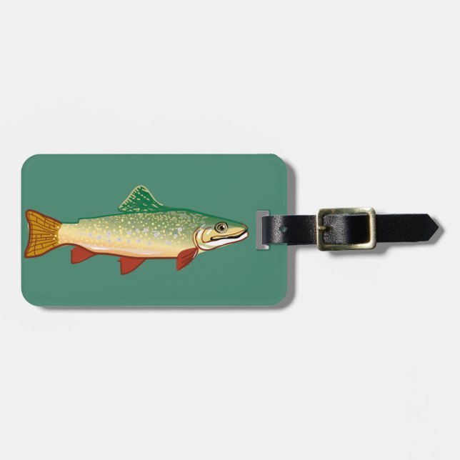 Trout fish fisherman art luggage tag (Front Horizontal)