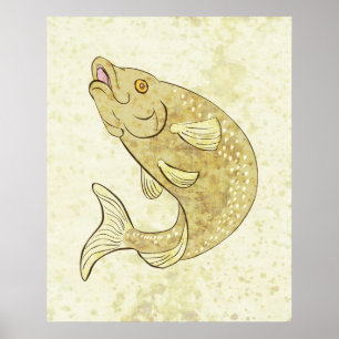 Trout fish jumping poster