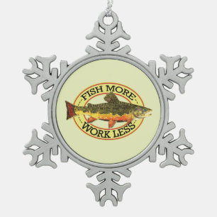 Trout Fish More Snowflake Pewter Christmas Ornament