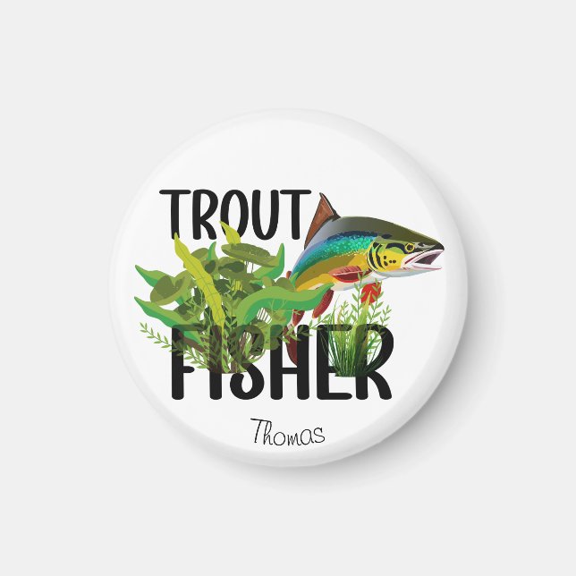 Trout Fisher Rainbow Trout In Natural Environment Magnet (Front)