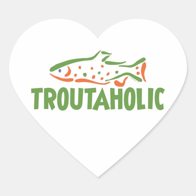 Trout Fisherman Fishing Heart Sticker (Front)