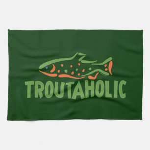 Trout Fisherman Fishing Tea Towel
