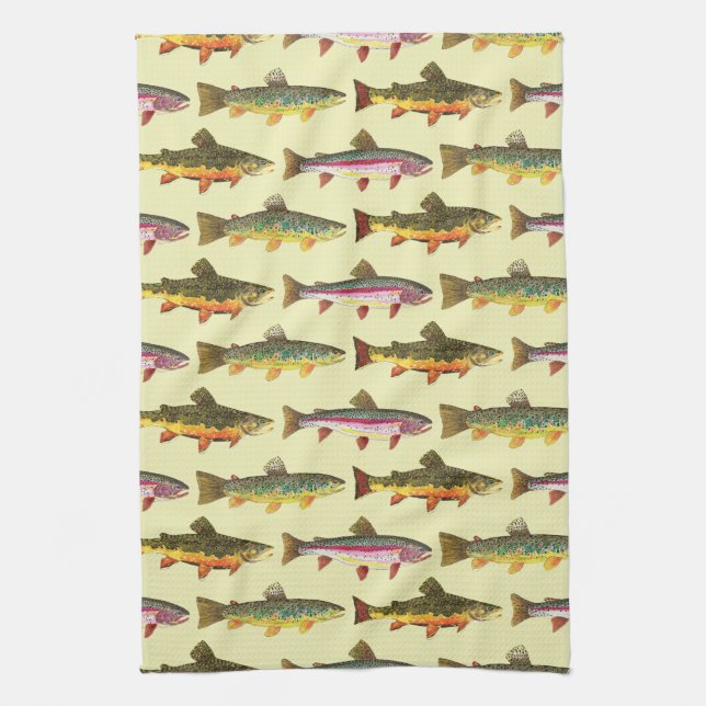 Trout Fisherman's Tea Towel (Vertical)