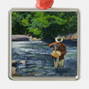 Trout Fishing at Catherine's Creek Metal Tree Decoration