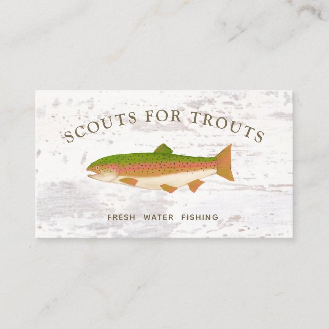Trout  Fishing Charter Wood Business Card (Front)