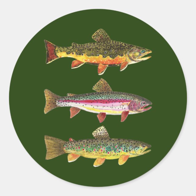 Trout Fishing Classic Round Sticker (Front)