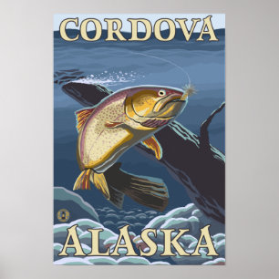 Trout Fishing Cross-Section - Cordova, Alaska Poster