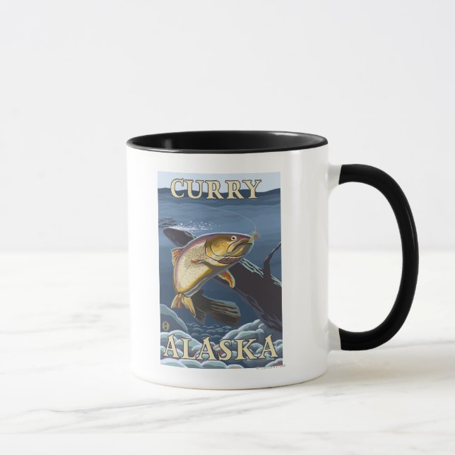 Trout Fishing Cross-Section - Curry, Alaska Mug (Right)