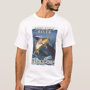Trout Fishing Cross-Section - Molalla River, T-Shirt