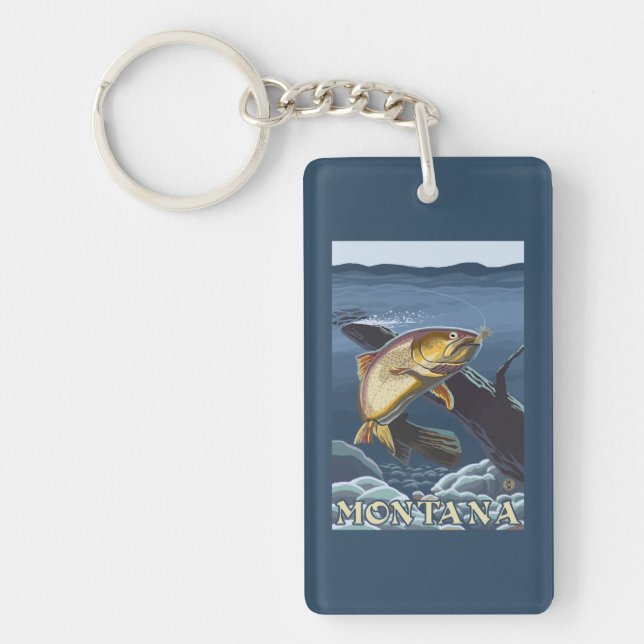 Trout Fishing Cross-Section - Montana Key Ring (Front)