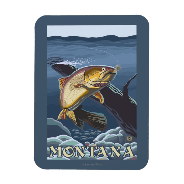 Trout Fishing Cross-Section - Montana Magnet (Vertical)