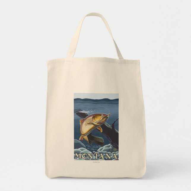 Trout Fishing Cross-Section - Montana Tote Bag (Front)