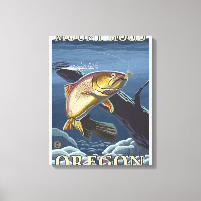 Trout Fishing Cross-Section - Mount Hood, Canvas Print (Front)