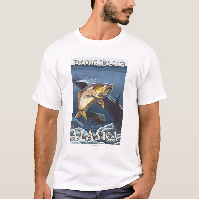 Trout Fishing Cross-Section - Petersburg, T-Shirt (Front)