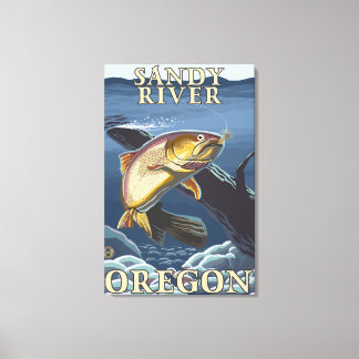 Trout Fishing Cross-Section - Sandy River, Orego Canvas Print