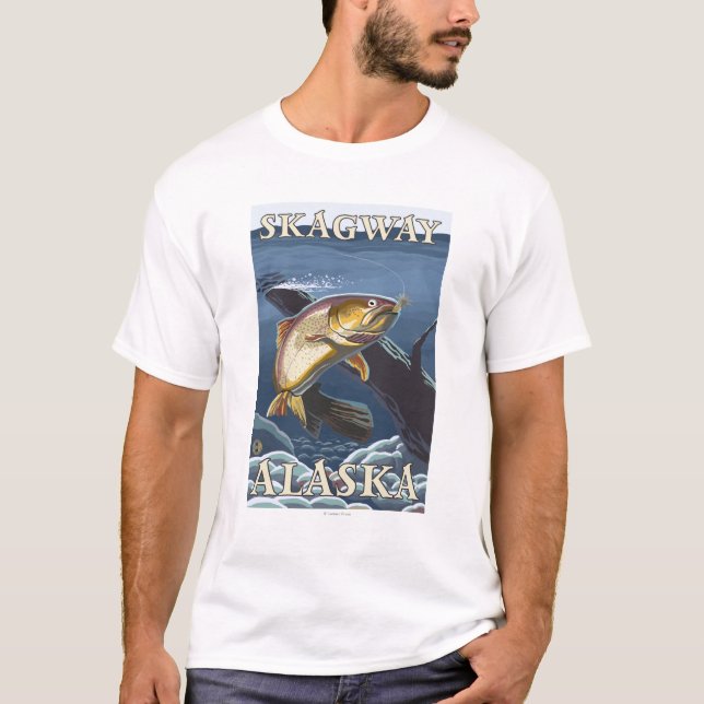 Trout Fishing Cross-Section - Skagway, Alaska T-Shirt (Front)