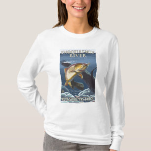 Trout Fishing Cross-Section - Snoqualmie River, T-Shirt