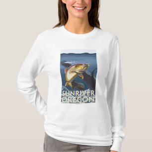Trout Fishing Cross-Section - Sun River, T-Shirt