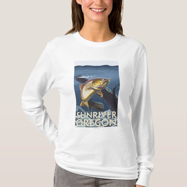 Trout Fishing Cross-Section - Sun River, T-Shirt (Front)