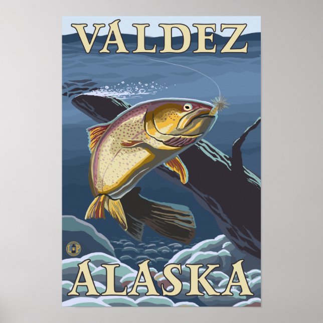 Trout Fishing Cross-Section - Valdez, Alaska Poster (Front)