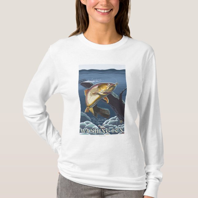 Trout Fishing Cross-Section - Washington T-Shirt (Front)