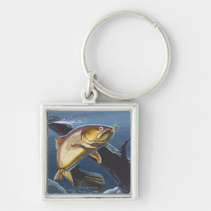 Trout Fishing Cross-Section - Wyoming Key Ring