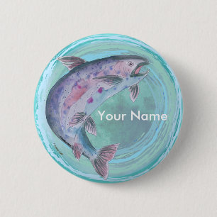 Trout Fishing custom pin button 