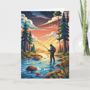 Trout fishing dad's birthday greeting card