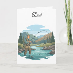 Trout fishing dad's birthday greeting card