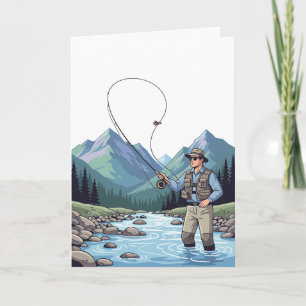 Trout fishing dad's birthday greeting card
