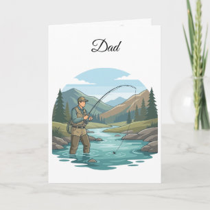 Trout fishing fathers day greeting card