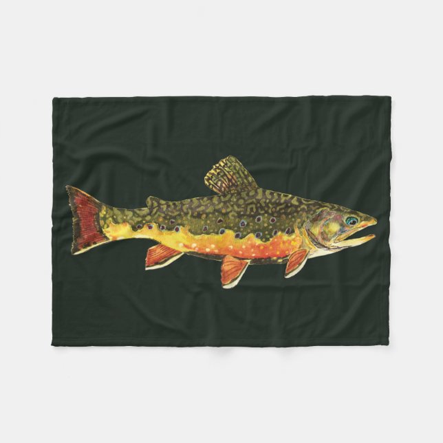 Trout Fishing Fleece Blanket (Front (Horizontal))