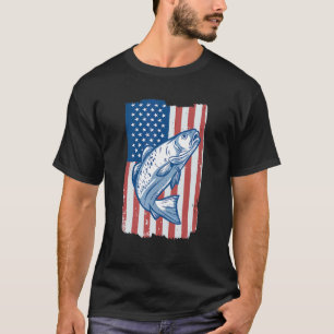 Trout Fishing Freshwater Fish Angler Usa Flag T-Shirt