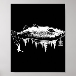 Trout Fishing Gift Disc Golf Fan Golfer Fisherman Poster