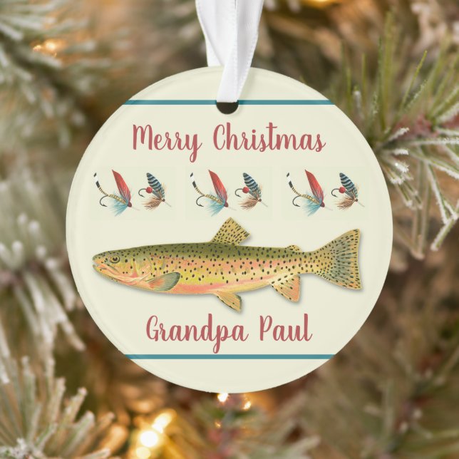 Trout Fishing Grandfather Photo Template  Ornament (Tree)