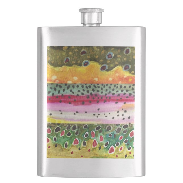Trout Fishing Hip Flask (Front)