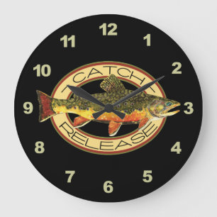 Trout Fishing Large Clock