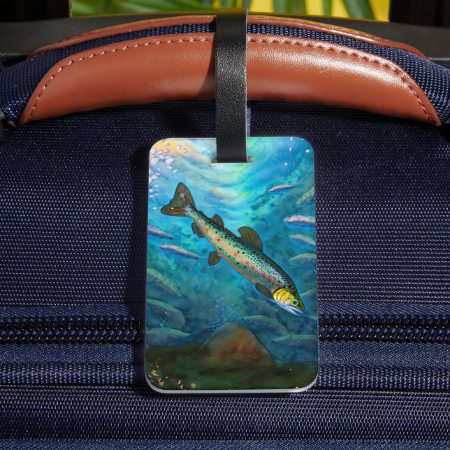 Trout Fishing Luggage Tag (Back Insitu 4)
