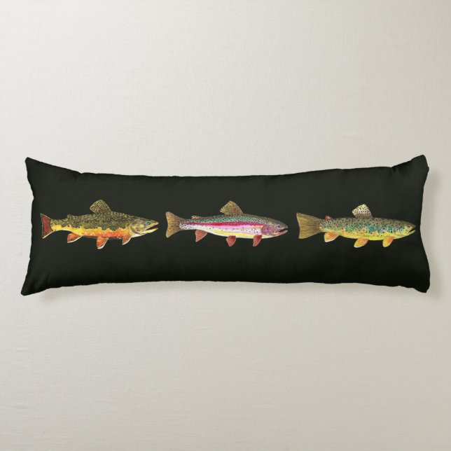 Trout Fishing Men, Women Body Cushion (Front)
