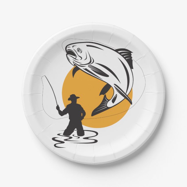 Trout Fishing Paper Plate (Front)